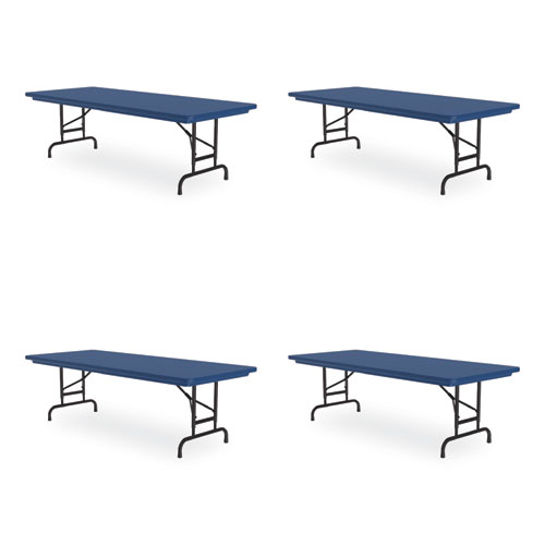Picture of Adjustable Folding Tables, Rectangular, 60" x 30" x 22" to 32", Blue Top, Black Legs, 4/Pallet