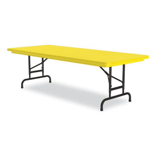 Picture of Adjustable Folding Tables, Rectangular, 72" x 30" x 22" to 32", Yellow Top, Black Legs, 4/Pallet