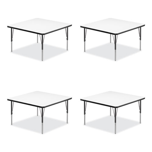 Picture of Markerboard Activity Tables, Square, 48" x 48" x 19" to 29", White Top, Black Legs, 4/Pallet