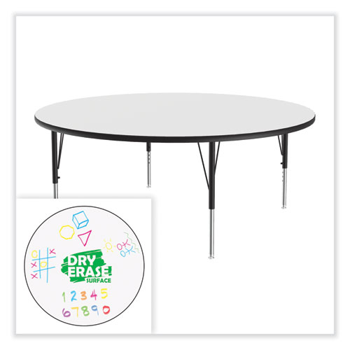 Picture of Markerboard Activity Tables, Round, 60" x 19" to 29", White Top, Black/Silver Legs, 4/Pallet