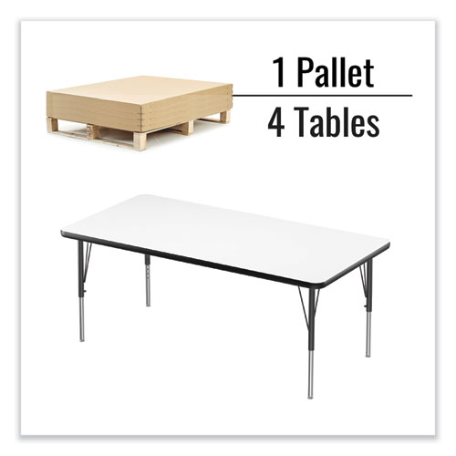 Picture of Markerboard Activity Tables, Rectangular, 60" x 30" x 19" to 29", White Top, Black Legs, 4/Pallet