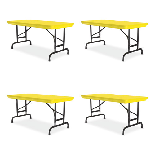Picture of Adjustable Folding Table, Rectangular, 48" x 24" x 22" to 32", Yellow Top, Black Legs, 4/Pallet
