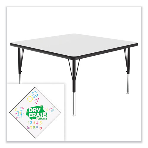 Picture of Markerboard Activity Tables, Square, 48" x 48" x 19" to 29", White Top, Black Legs, 4/Pallet