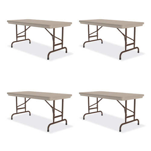 Picture of Adjustable Folding Table, Rectangular, 48" x 24" x 22" to 32", Mocha Granite Top, Brown Legs, /Pallet