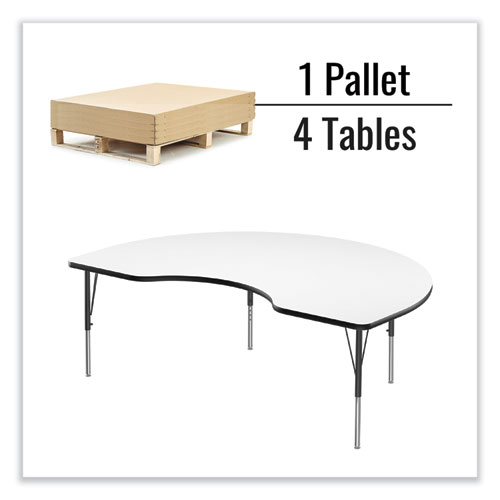 Picture of Markerboard Activity Table, Kidney Shape, 72" x 48" x 19" to 29", White Top, Black Legs, 4/Pallet