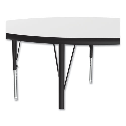 Picture of Dry Erase Markerboard Activity Tables, Round, 42" x 19" to 29", White Top, Black Legs, 4/Pallet