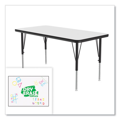 Picture of Dry-Erase Markerboard Activity Tables, Rectangular, 48" x 24" x 19" to 29", White Top, Black Legs, 4/Pallet