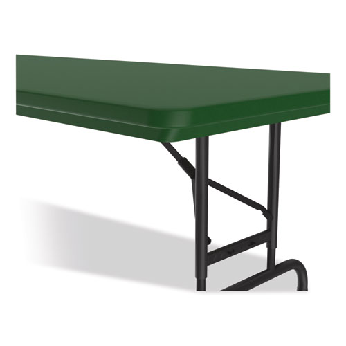 Picture of Adjustable Folding Tables, Rectangular, 72" x 30" x 22" to 32", Green Top, Black Base, 4/Pallet