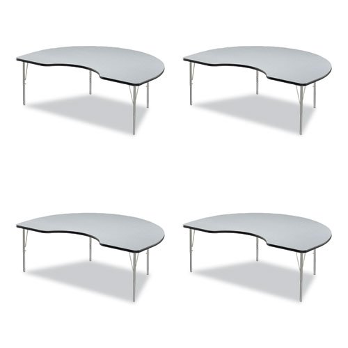 Picture of Adjustable Activity Tables, Kidney Shaped, 72" x 48" x 19" to 29", Gray Top, Black Legs, 4/Pallet