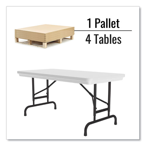 Picture of Adjustable Folding Table, Rectangular, 48" x 24" x 22" to 32", Gray Granite Top, Black Legs, 4/Pallet