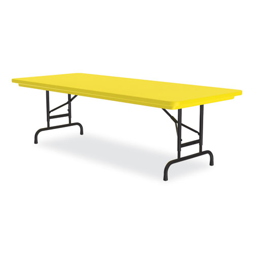 Picture of Adjustable Folding Tables, Rectangular, 60" x 30" x 22" to 32", Yellow Top, Black Legs, 4/Pallet