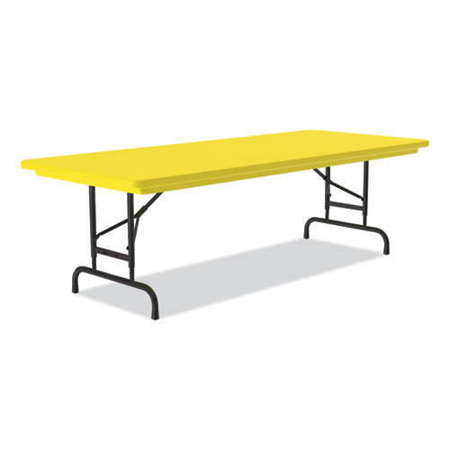Picture of Adjustable Folding Tables, Rectangular, 60" x 30" x 22" to 32", Yellow Top, Black Legs, 4/Pallet