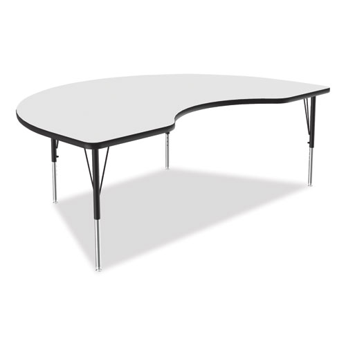 Picture of Markerboard Activity Table, Kidney Shape, 72" x 48" x 19" to 29", White Top, Black Legs, 4/Pallet