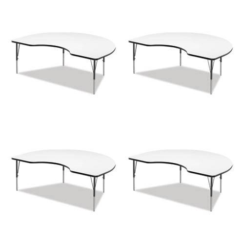 Picture of Markerboard Activity Table, Kidney Shape, 72" x 48" x 19" to 29", White Top, Black Legs, 4/Pallet