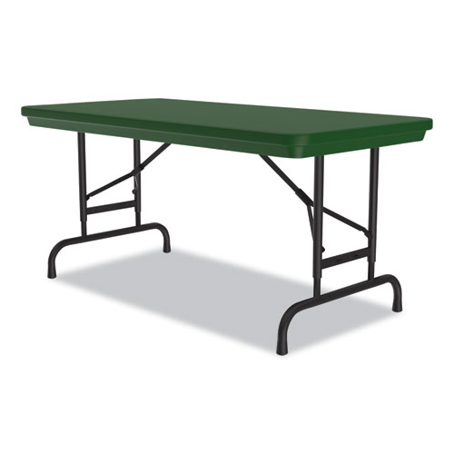 Picture of Adjustable Folding Table, Rectangular, 48" x 24" x 22" to 32", Green Top, Black Legs, 4/Pallet