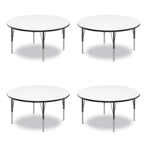 Picture of Dry Erase Markerboard Activity Tables, Round, 42" x 19" to 29", White Top, Black Legs, 4/Pallet