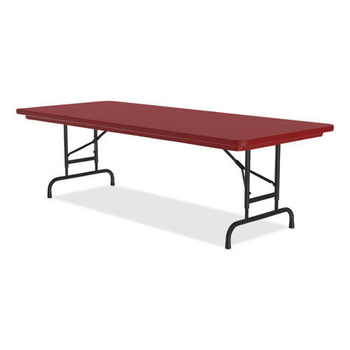 Picture of Adjustable Folding Tables, Rectangular, 72" x 30" x 22" to 32", Red Top, Black Base, 4/Pallet