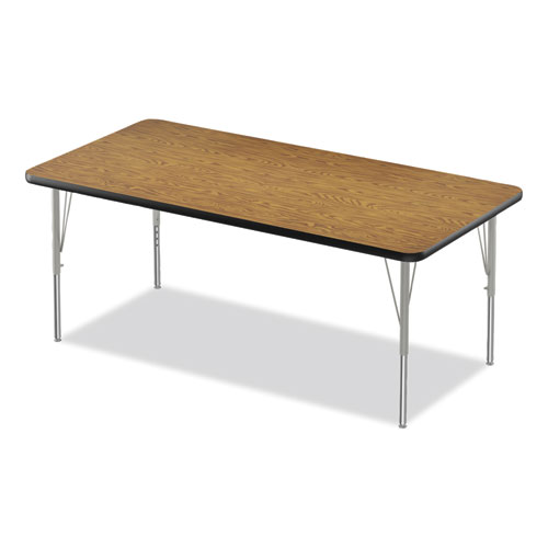 Picture of Adjustable Activity Table, Rectangular, 60" x 30" x 19" to 29", Medium Oak Top, Black Legs, 4/Pallet