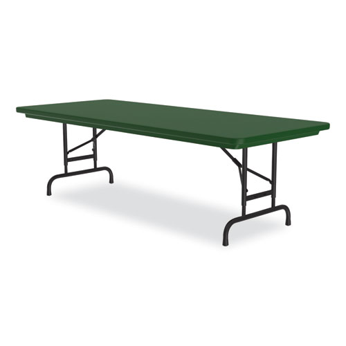 Picture of Adjustable Folding Tables, Rectangular, 72" x 30" x 22" to 32", Green Top, Black Base, 4/Pallet