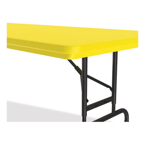Picture of Adjustable Folding Tables, Rectangular, 72" x 30" x 22" to 32", Yellow Top, Black Legs, 4/Pallet