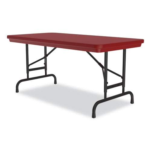 Picture of Adjustable Folding Table, Rectangular, 48" x 24" x 22" to 32", Red Top, Black Legs, 4/Pallet