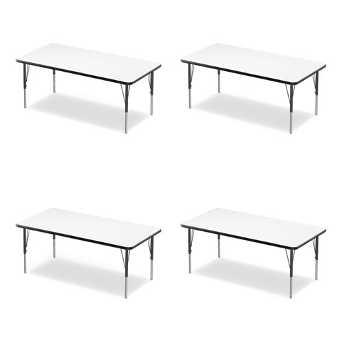 Picture of Markerboard Activity Tables, Rectangular, 60" x 30" x 19" to 29", White Top, Black Legs, 4/Pallet