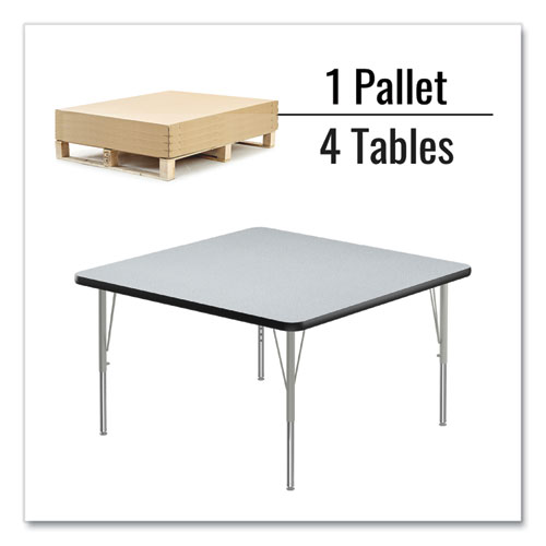 Picture of Adjustable Activity Tables, Square, 48" x 48" x 19" to 29", Gray Top, Silver Legs, 4/Pallet