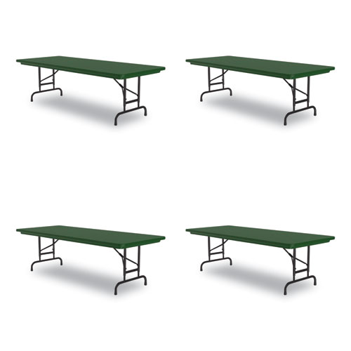 Picture of Adjustable Folding Tables, Rectangular, 60" x 30" x 22" to 32", Green Top, Black Legs, 4/Pallet