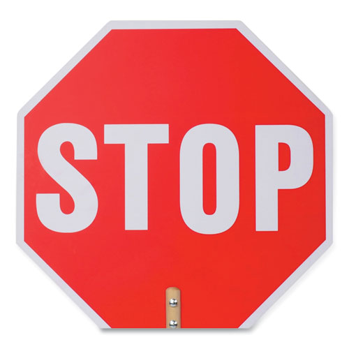 Picture of Handheld Stop Sign, 18" Red/White Face, White Graphics