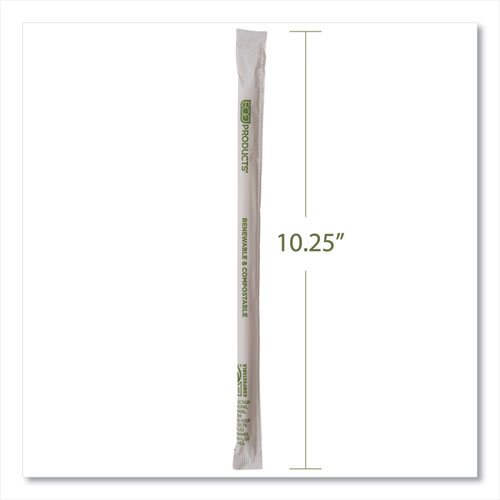 Picture of Renewable and Compostable PHA Straws, 10.25", Natural White, 1,250/Carton