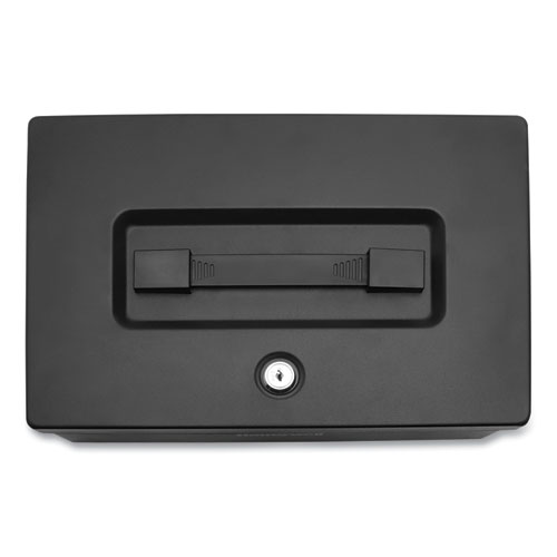 Picture of Fire Resistant Steel Security Box with Key Lock, 12.7 x 8.8 x 4.1, Black