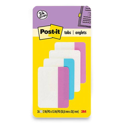 Picture of Solid Color Tabs, 1/5-Cut, Assorted Pastel Colors, 2" Wide, 24/Pack