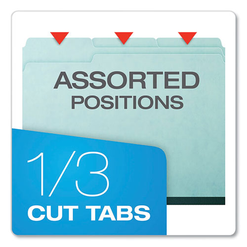 Picture of Pressboard Expanding File Folders, 1/3-Cut Tabs: Assorted, Letter Size, 1" Expansion, Blue, 25/Box