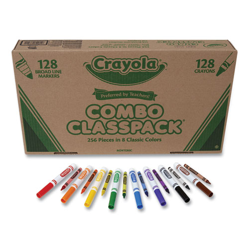 Picture of Crayons and Markers Combo Classpack, Eight Colors, 256/Set