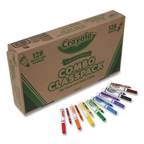 Picture of Crayons and Markers Combo Classpack, Eight Colors, 256/Set