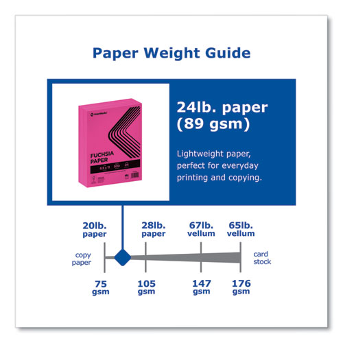 Picture of Color Paper, 24 lb Text Weight, 8.5 x 11, Fuchsia, 500/Ream