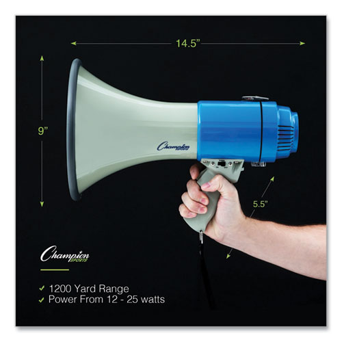 Picture of Megaphone, 12 W to 25 W, 1,000 yds Range, White/Blue