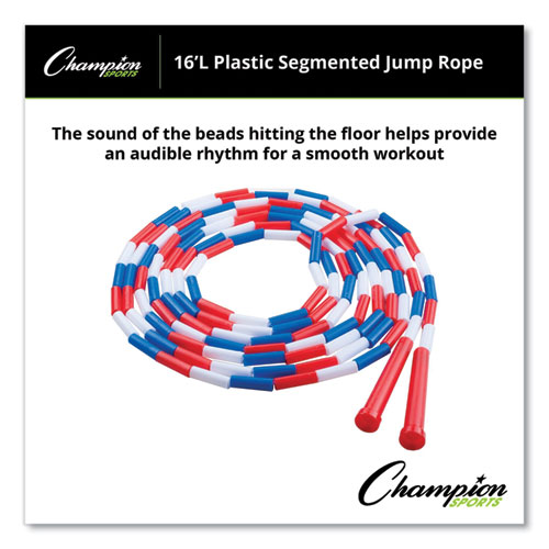 Picture of Segmented Plastic Jump Rope, 16 ft, Red/Blue/White