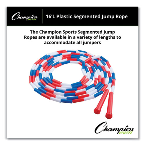 Picture of Segmented Plastic Jump Rope, 16 ft, Red/Blue/White