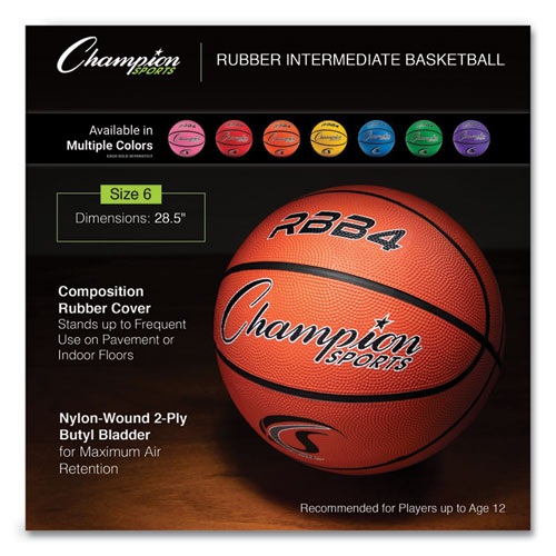 Picture of Rubber Sports Ball, For Basketball, No. 6, Intermediate Size, Orange