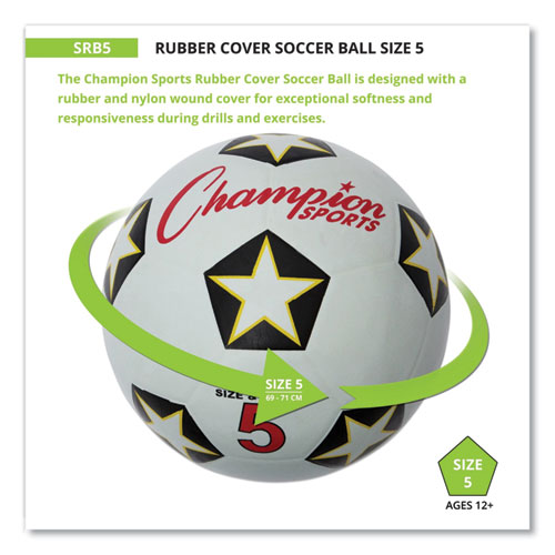 Picture of Rubber Sports Ball, For Soccer, No. 5 Size, White/Black