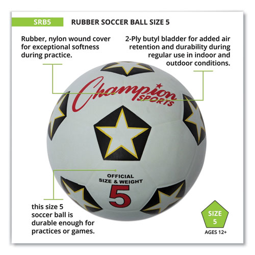 Picture of Rubber Sports Ball, For Soccer, No. 5 Size, White/Black