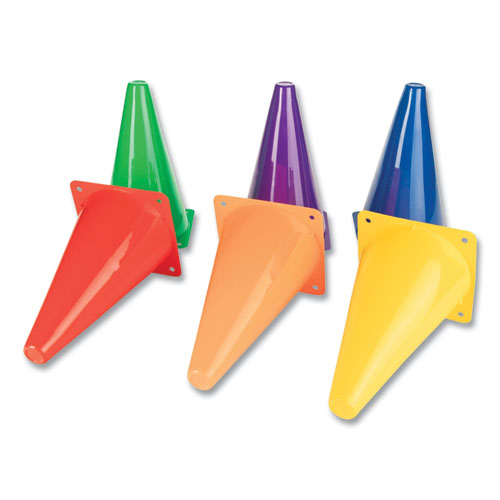 Picture of Indoor/Outdoor High Visibility Plastic Cone Set, Assorted Colors, 6/Box