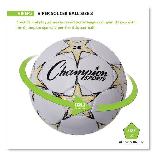 Picture of VIPER Soccer Ball, No. 3 Size, 7.25" to 7.5" Diameter, White