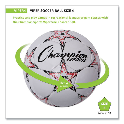 Picture of VIPER Soccer Ball, No. 4 Size, 8" to 8.25" Diameter, White