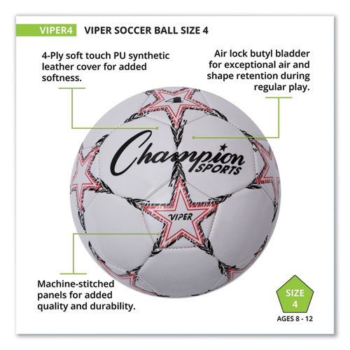 Picture of VIPER Soccer Ball, No. 4 Size, 8" to 8.25" Diameter, White