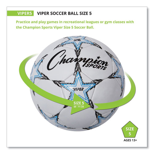 Picture of VIPER Soccer Ball, No. 5. Size, 8.5" to 9" Diameter, White