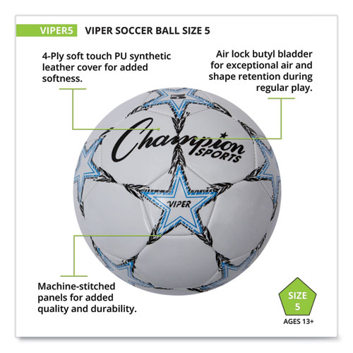 Picture of VIPER Soccer Ball, No. 5. Size, 8.5" to 9" Diameter, White