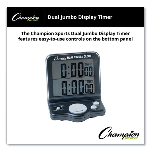 Picture of Dual Timer/Clock with Jumbo Display, LCD, 3.5 x 1 x 4.5, Black