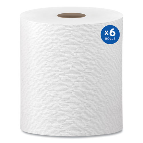 Picture of Hard Roll Paper Towels with Premium Absorbency Pockets, 1-Ply, 8" x 600 ft, 1.75" Core, White, 6 Rolls/Carton